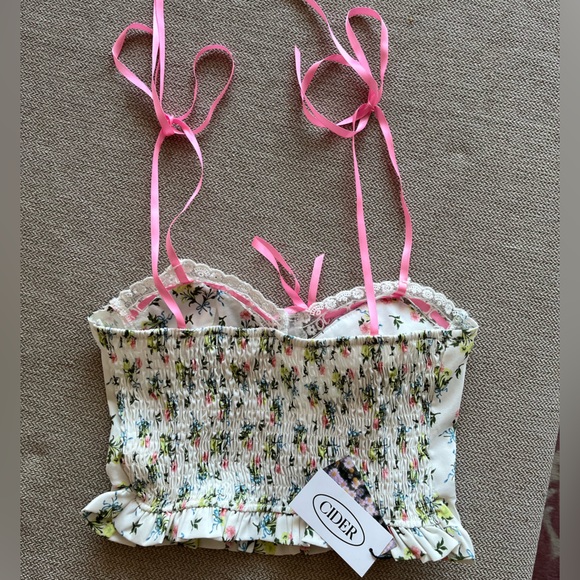 Spring Breath Floral Corset Ribbon Strap Cami🩷🌸 - Picture 3 of 5